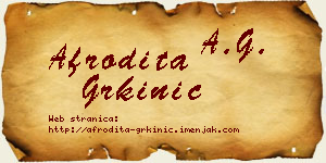 Afrodita Grkinić vizit kartica